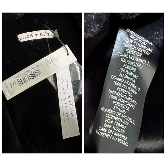 Alice + Olivia Luisana Vegan Leather Quilted Metallic Fur Combo Jacket Coat - Picture 13 of 17